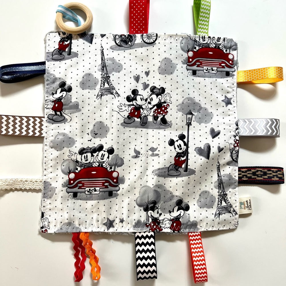 Minie and Mickey Mouse  Sensory Blanket, toy, crinkle paper,ribbon comforter,…